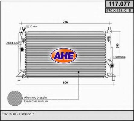 AHE 117077 Радіатор, охолодження двигуна