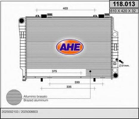 AHE 118013 Радіатор, охолодження двигуна