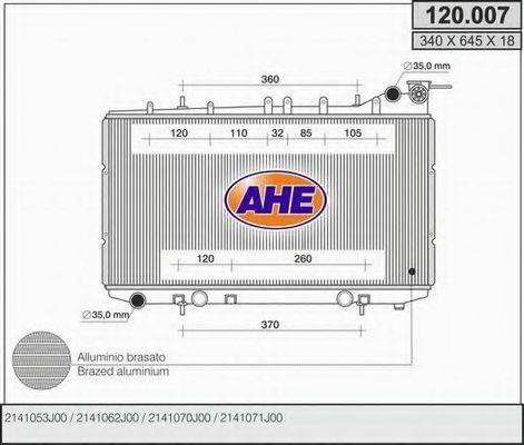 AHE 120007 Радіатор, охолодження двигуна