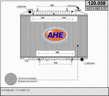 AHE 120058 Радіатор, охолодження двигуна