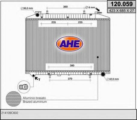 AHE 120059 Радіатор, охолодження двигуна