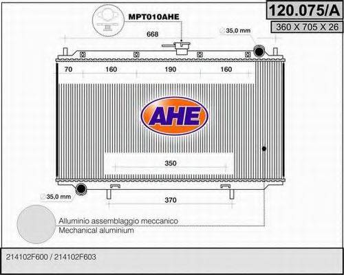 AHE 120075A Радіатор, охолодження двигуна