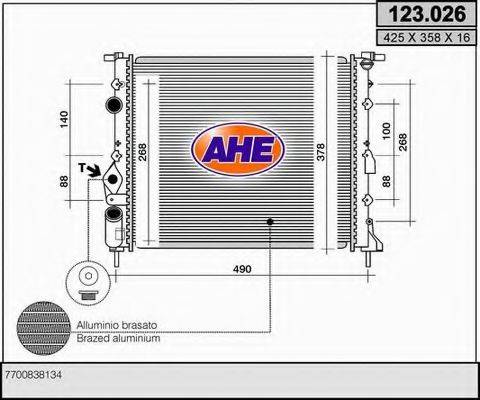 AHE 123026 Радіатор, охолодження двигуна