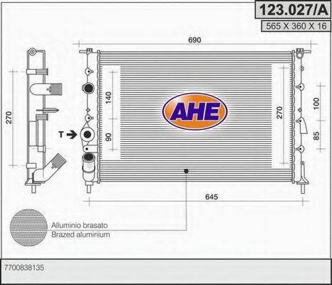 AHE 123027A Радіатор, охолодження двигуна