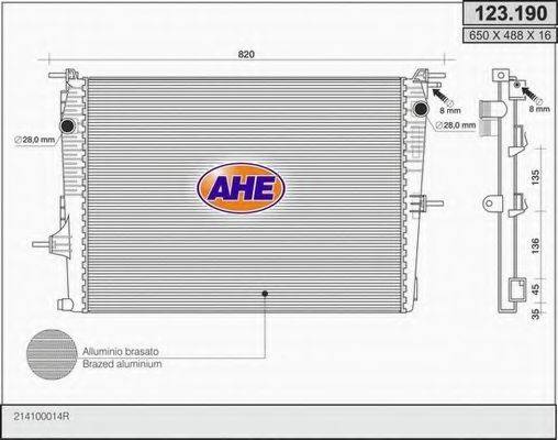 AHE 123190 Радіатор, охолодження двигуна