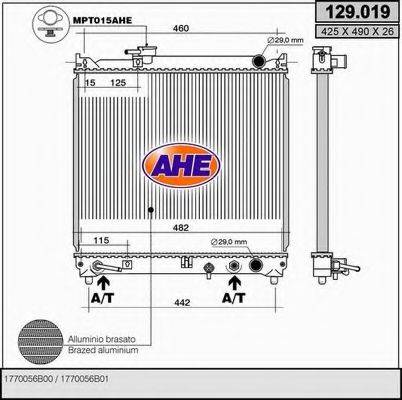 AHE 129019 Радіатор, охолодження двигуна