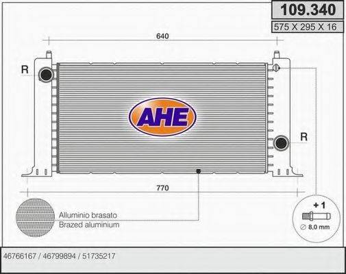 AHE 109340 Радіатор, охолодження двигуна