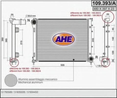 AHE 109393A Радіатор, охолодження двигуна