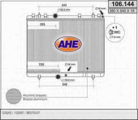 AHE 106144 Радіатор, охолодження двигуна