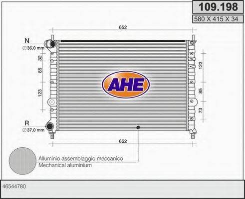 AHE 109198 Радіатор, охолодження двигуна