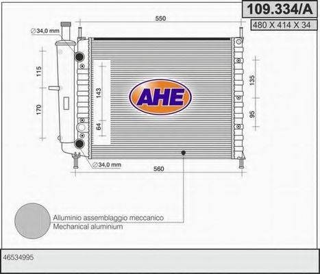 AHE 109334A Радіатор, охолодження двигуна