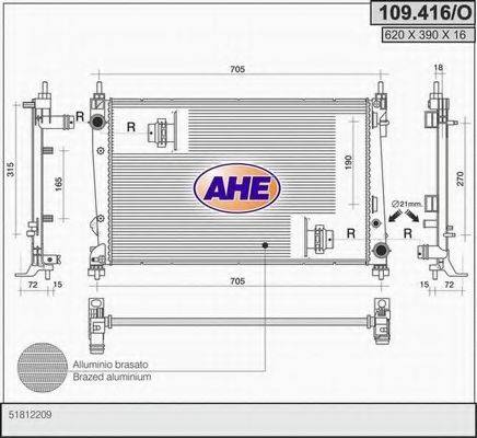 AHE 109416O Радіатор, охолодження двигуна