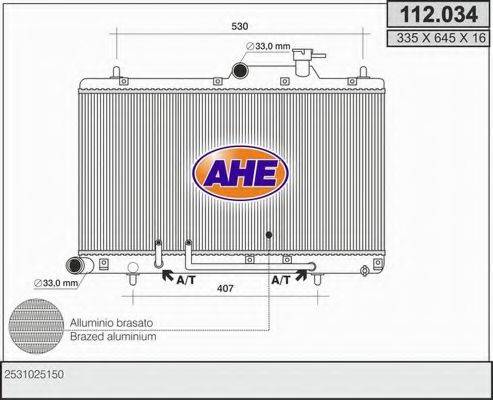 AHE 112034 Радіатор, охолодження двигуна