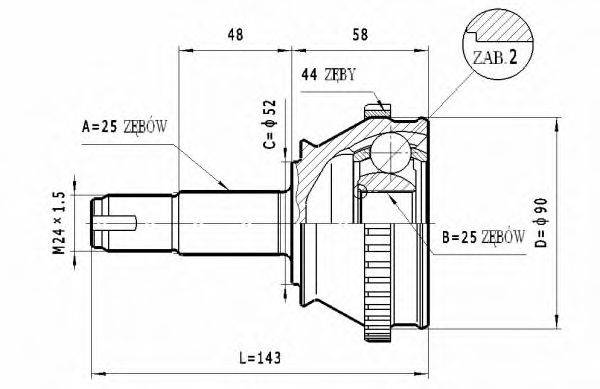 STATIM C158 Шарнірний комплект, приводний вал