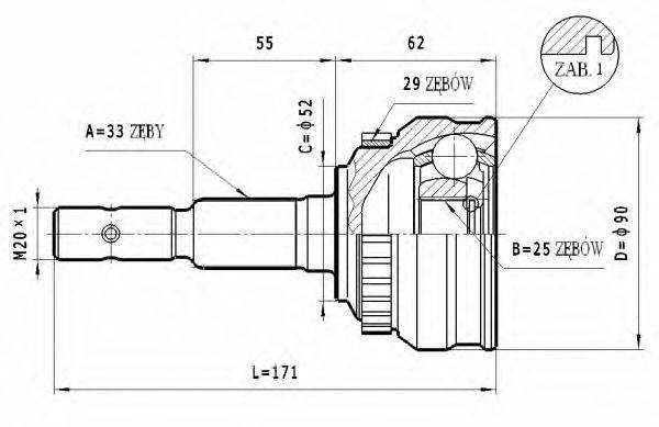 STATIM C258 Шарнірний комплект, приводний вал