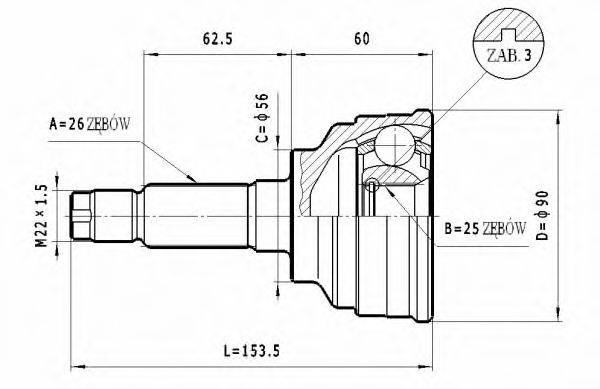 STATIM C460 Шарнірний комплект, приводний вал