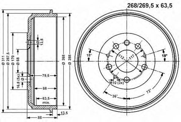 VEMA 801118 Гальмівний барабан