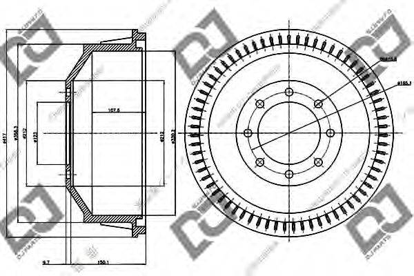 DJ PARTS BR1009 Гальмівний барабан