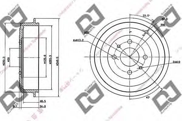 DJ PARTS BR1015 Гальмівний барабан