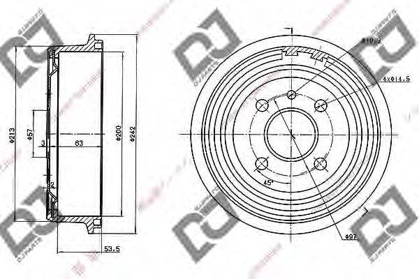 DJ PARTS BR1024 Гальмівний барабан