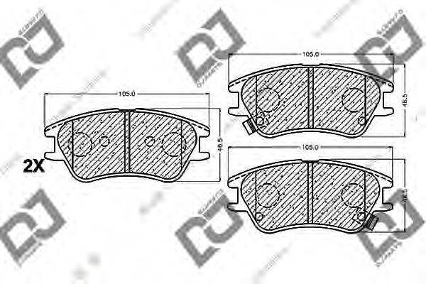 DJ PARTS BP1134 Комплект гальмівних колодок, дискове гальмо