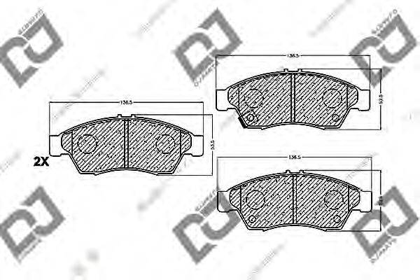 DJ PARTS BP1167 Комплект гальмівних колодок, дискове гальмо