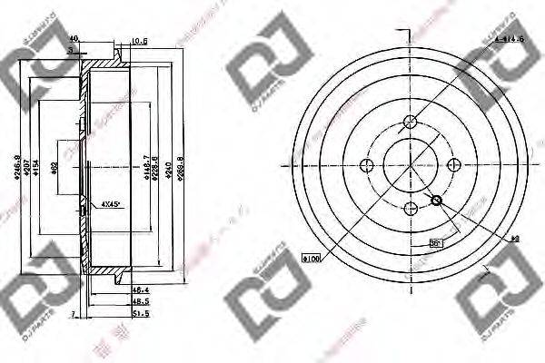 DJ PARTS BR1047 Гальмівний барабан