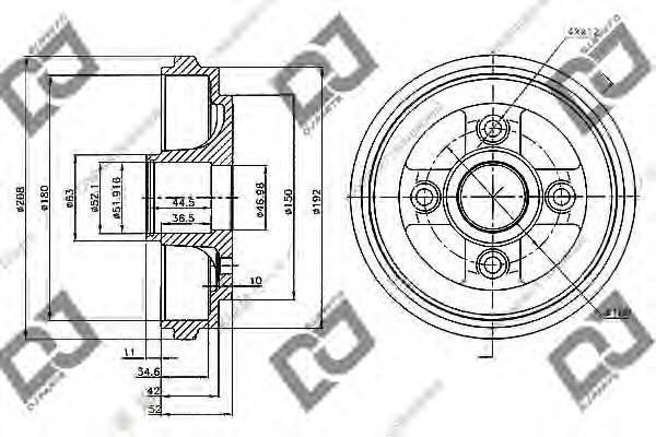 DJ PARTS BR1054 Гальмівний барабан