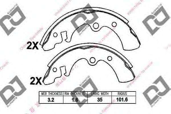 DJ PARTS BS1100 Комплект гальмівних колодок