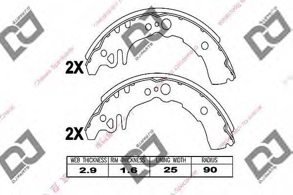 DJ PARTS BS1060 Комплект гальмівних колодок