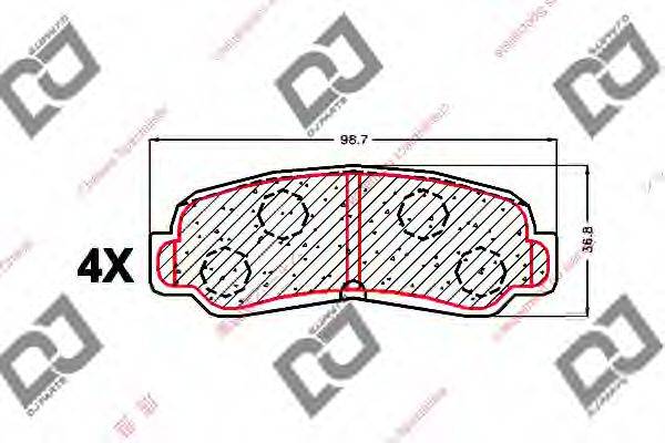 DJ PARTS BP1552 Комплект гальмівних колодок, дискове гальмо