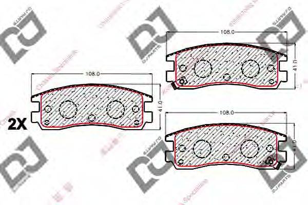 DJ PARTS BP2011 Комплект гальмівних колодок, дискове гальмо