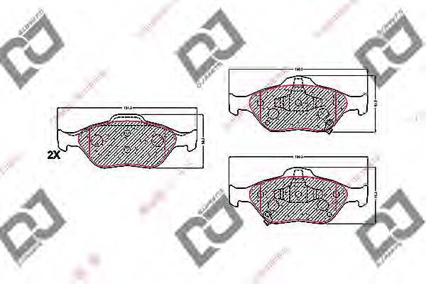 DJ PARTS BP1614 Комплект гальмівних колодок, дискове гальмо