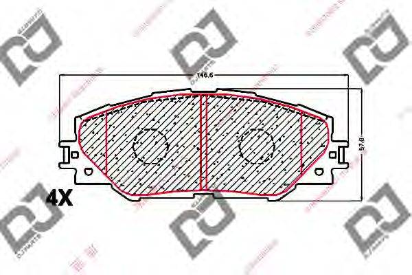 DJ PARTS BP1637 Комплект гальмівних колодок, дискове гальмо