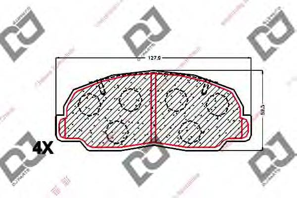 DJ PARTS BP1660 Комплект гальмівних колодок, дискове гальмо