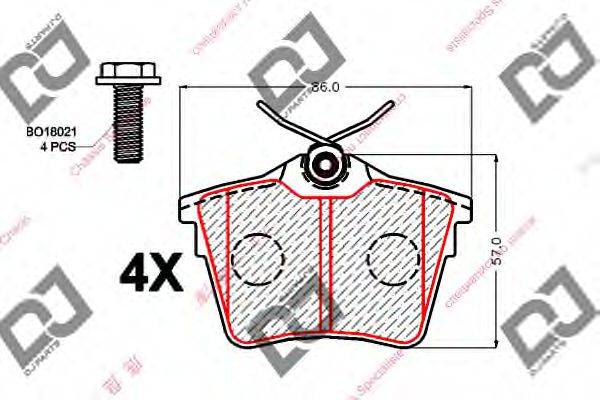 DJ PARTS BP2124 Комплект гальмівних колодок, дискове гальмо