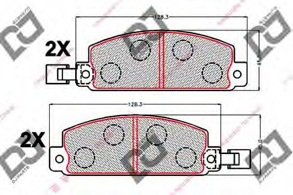 DJ PARTS BP2141 Комплект гальмівних колодок, дискове гальмо