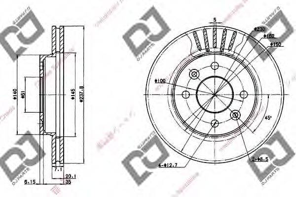 DJ PARTS BD1272 гальмівний диск