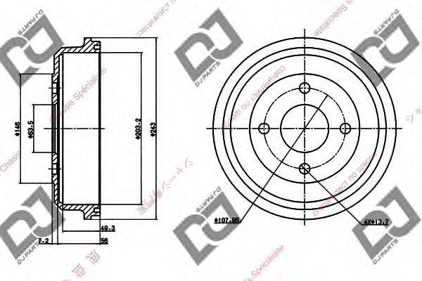 DJ PARTS BR1093 Гальмівний барабан