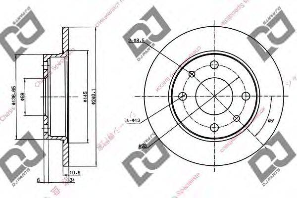 DJ PARTS BD1300 гальмівний диск