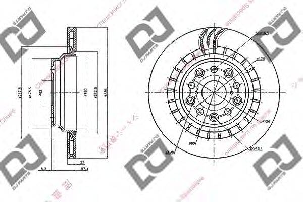 DJ PARTS BD1438 гальмівний диск