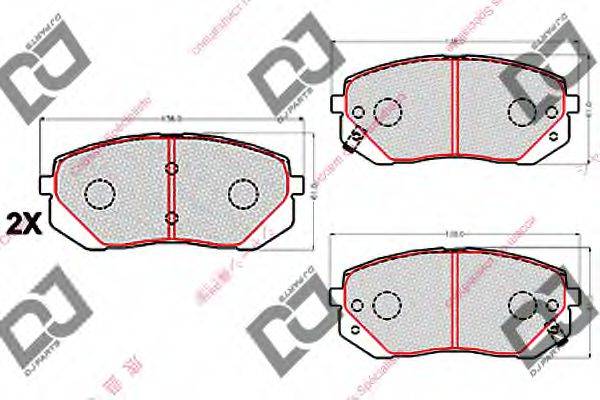 DJ PARTS BP2164 Комплект гальмівних колодок, дискове гальмо