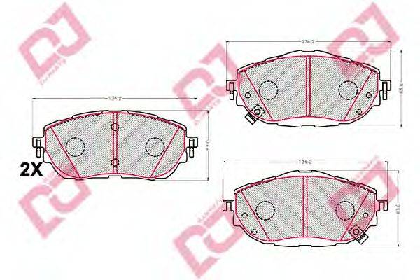 DJ PARTS BP2197 Комплект гальмівних колодок, дискове гальмо