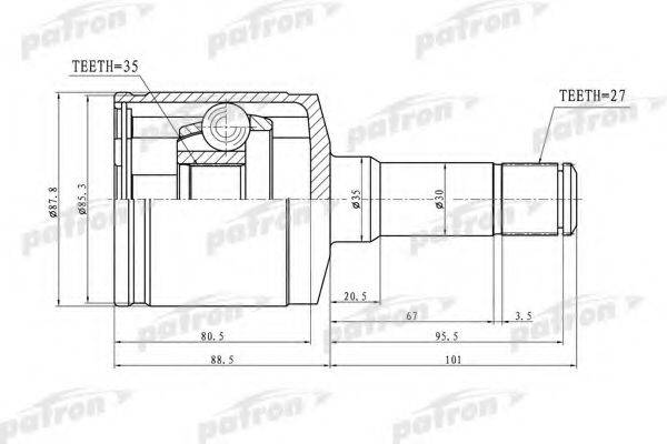 PATRON PCV3188 Шарнірний комплект, приводний вал