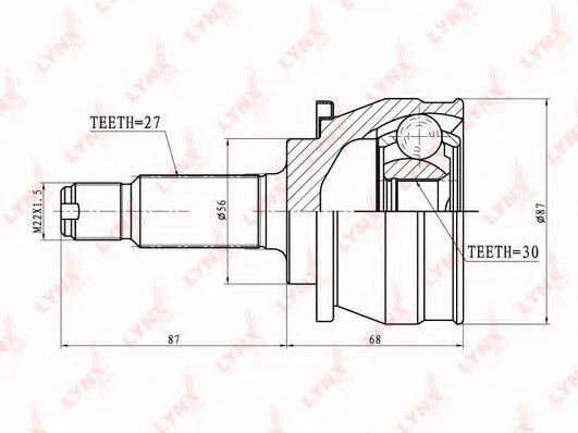 LYNXAUTO CO7102 Шарнірний комплект, приводний вал