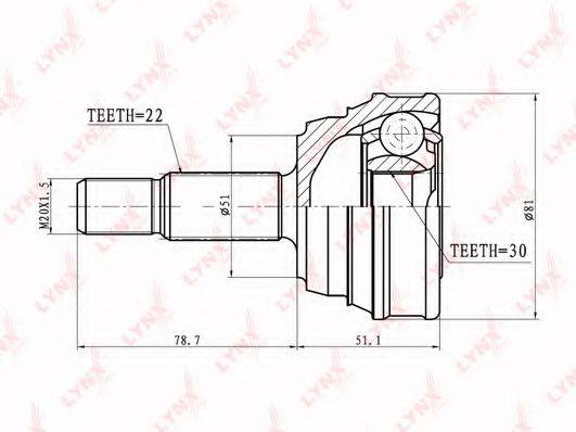 LYNXAUTO CO8000 Шарнірний комплект, приводний вал