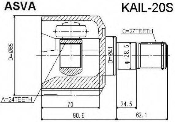 ASVA KAIL20S Шарнірний комплект, приводний вал