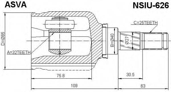 ASVA NSIU626 Шарнірний комплект, приводний вал