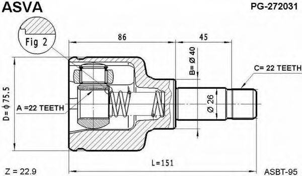 ASVA PG272031 Шарнірний комплект, приводний вал