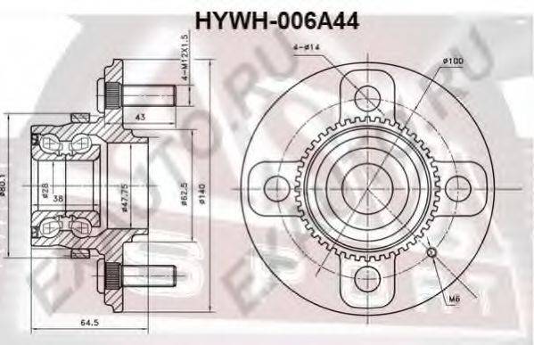 ASVA HYWH006A44 Маточина колеса